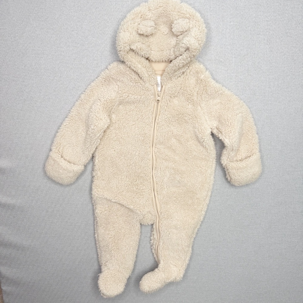 Gap Baby Sherpa Hoodie One-Piece Bunting Size 6-12 Months - Picture 3 of 6